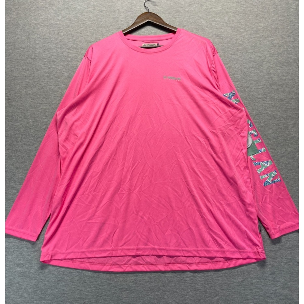 Magellan Outdoors Fish Gear Shirt Womens 2X Pink Boyfriend Fit Moisture Wicking
